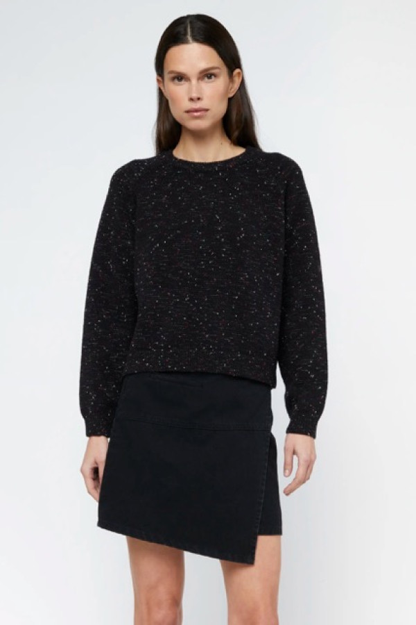 BLACK MOTTLED KNIT JERSEY JUMPER